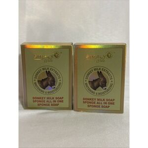 2x Simply Bella Donkey Milk Soap Sponge Whitening Honey Anti-Bacterial NEW